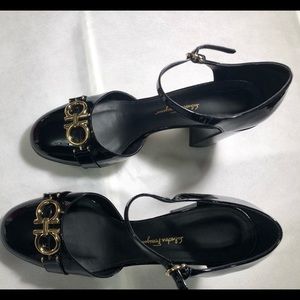 Salvatore Ferragamo Gancini Patent pumps